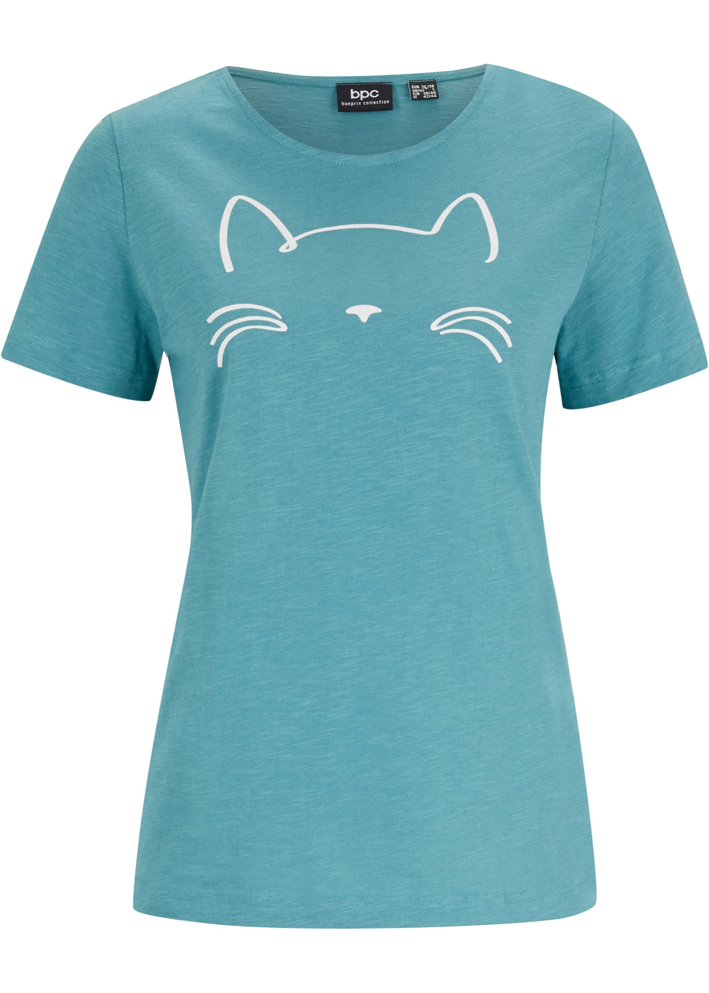 Shirt met korte mouwen en kattenprint