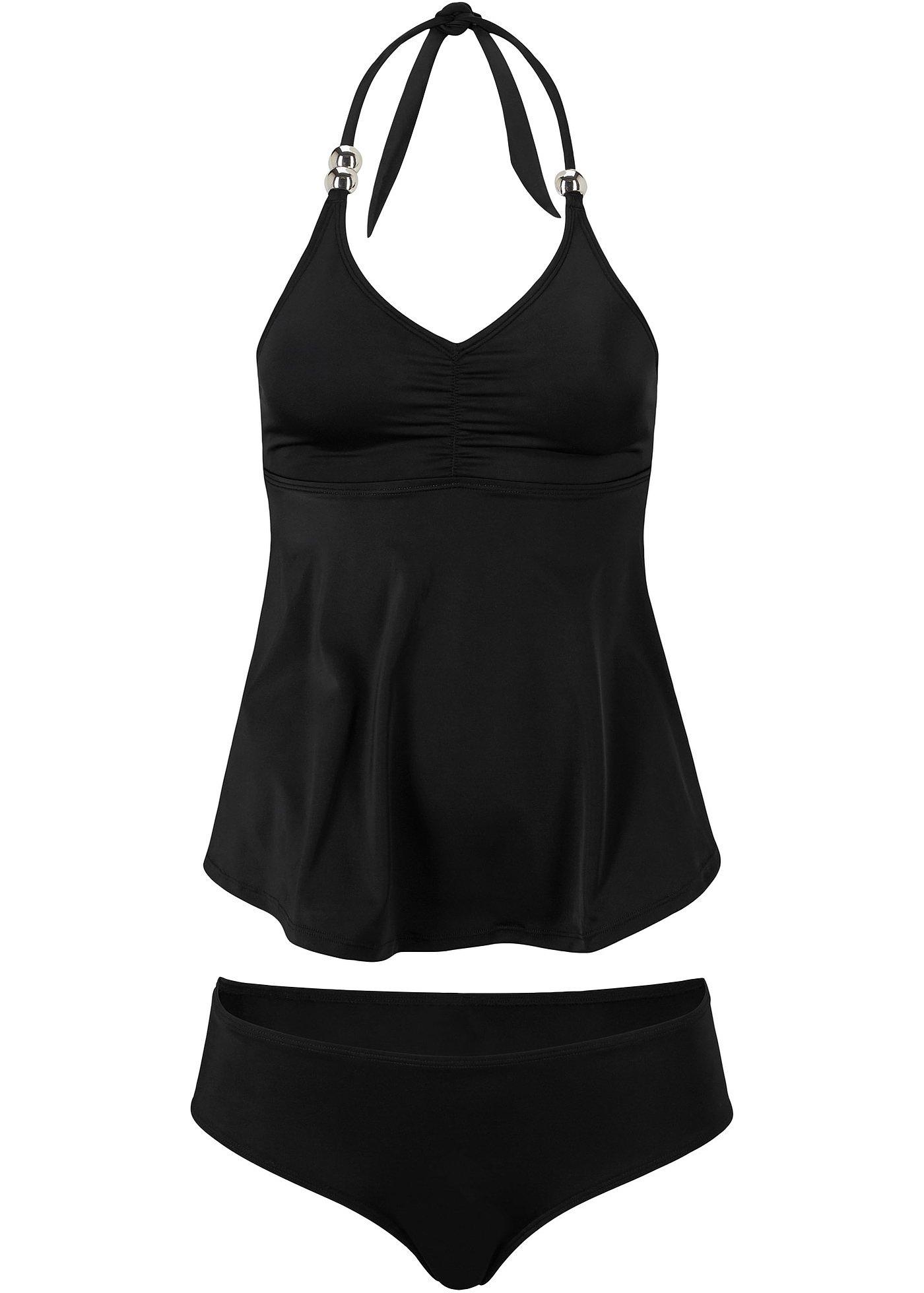Trendy tankini met grote kralen zwart