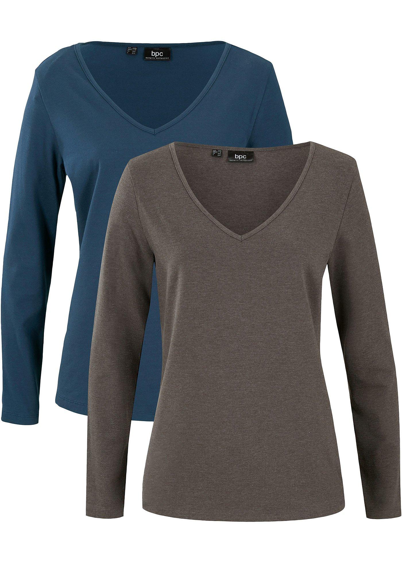 Longsleeve met V-hals (set van 2)