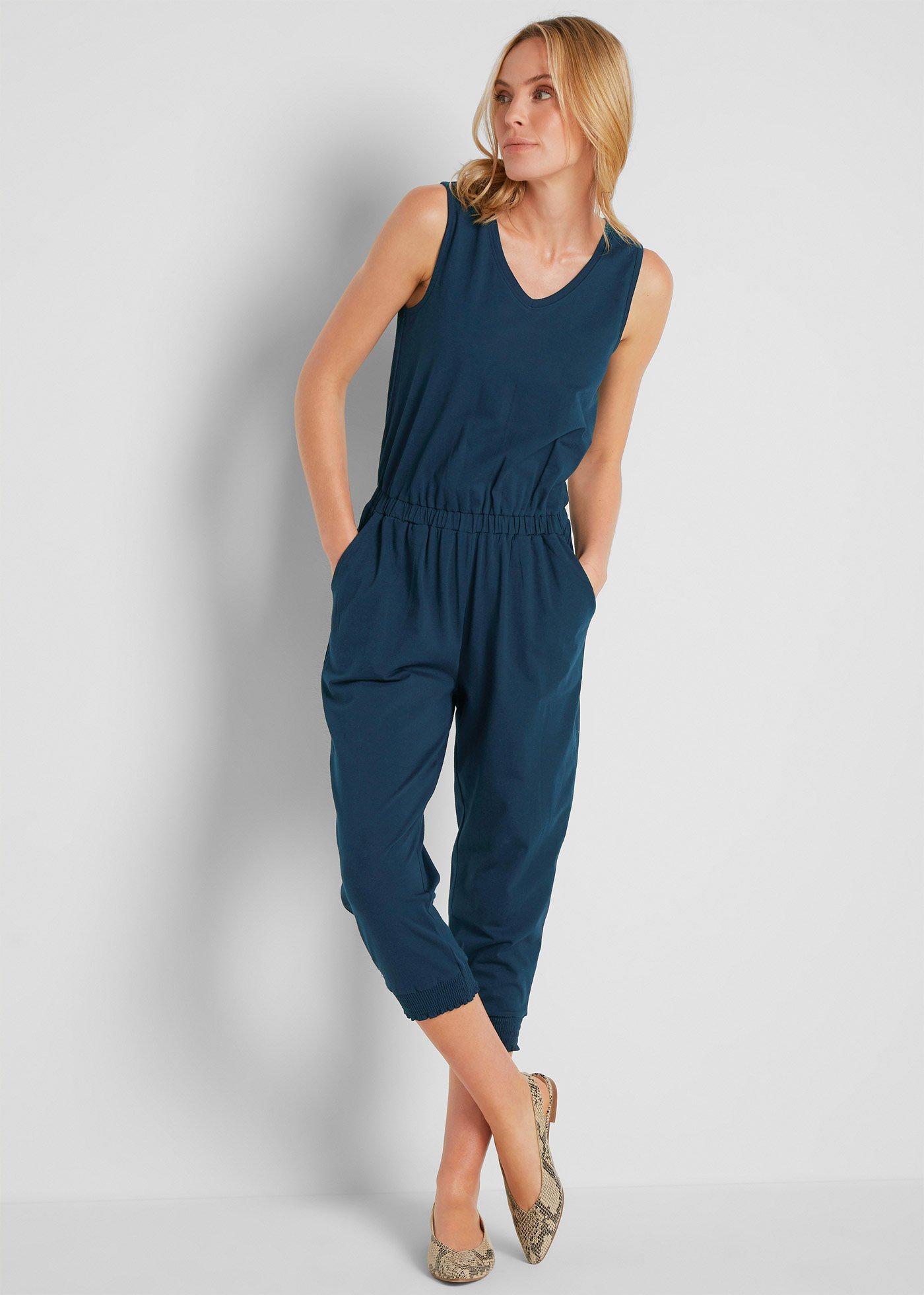 Losjes vallende jumpsuit in een flatteus model donkerblauw