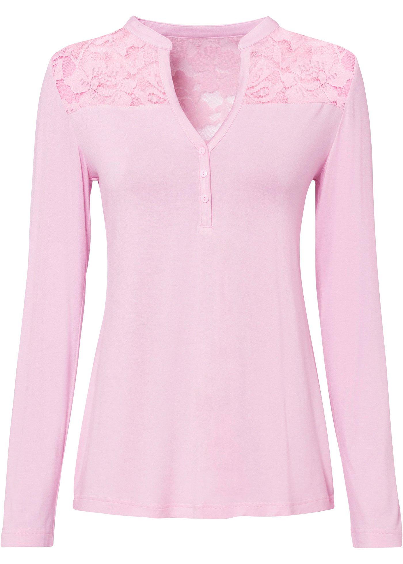 Henley shirt met kant