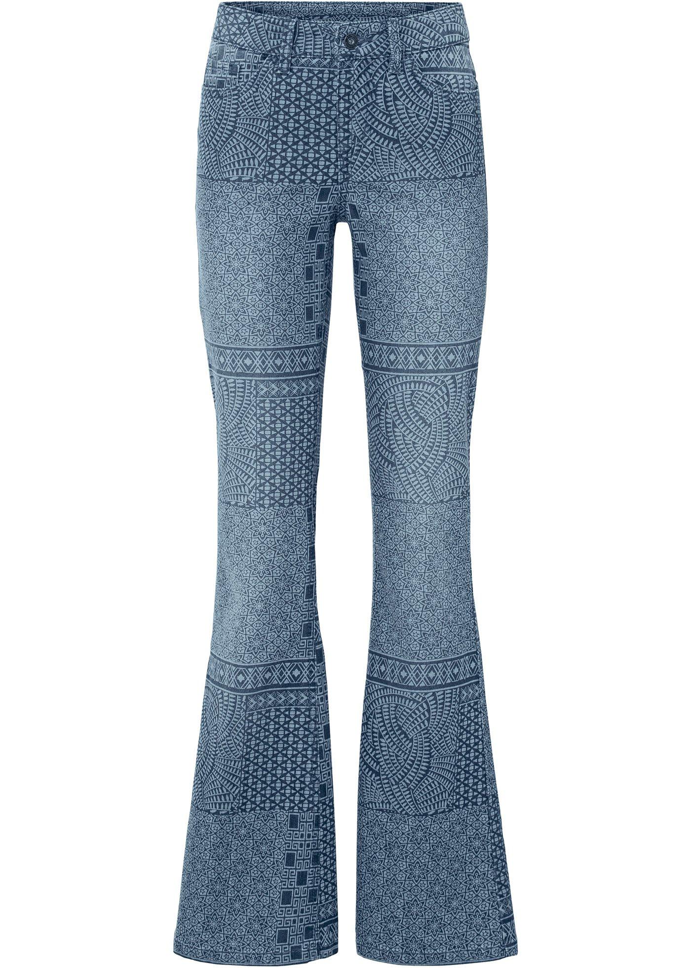 Flared jeans met printmix