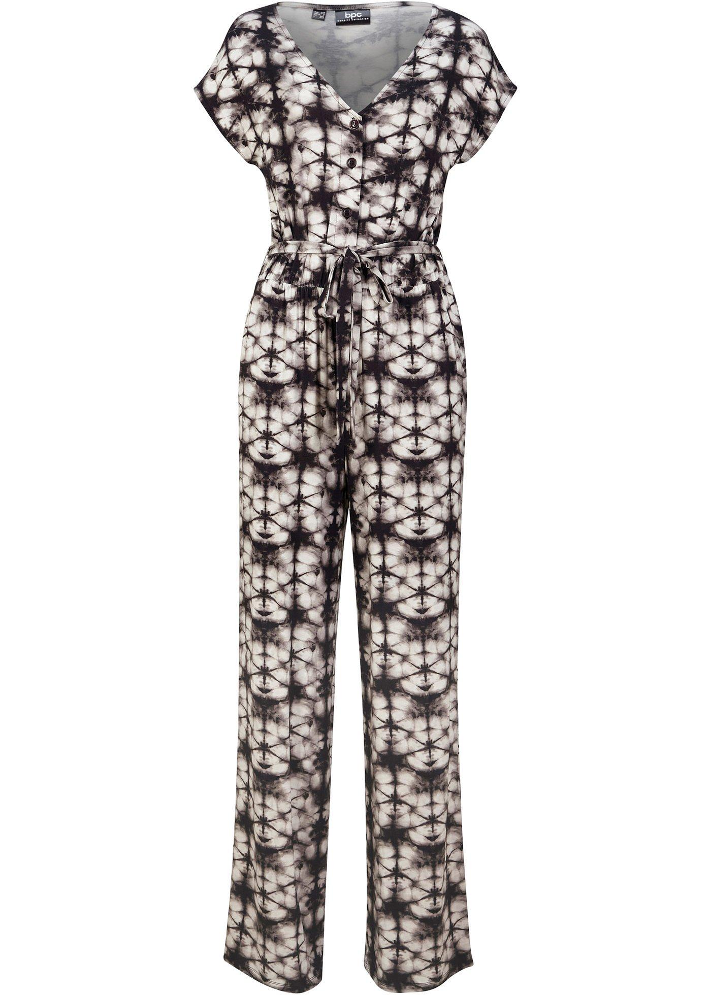 Jersey jumpsuit van viscose met korte mouwen