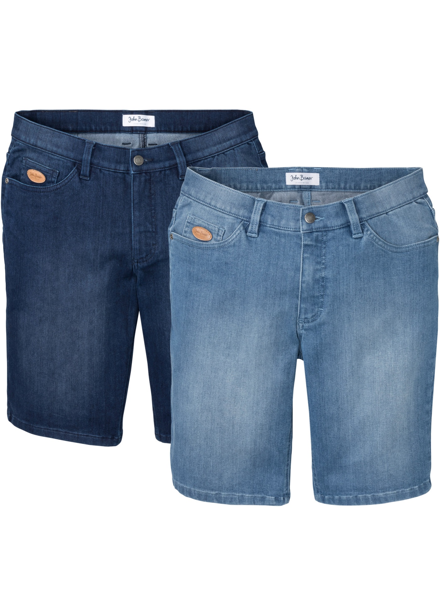 Ultra soft jeans bermuda, regular fit (set van 2)