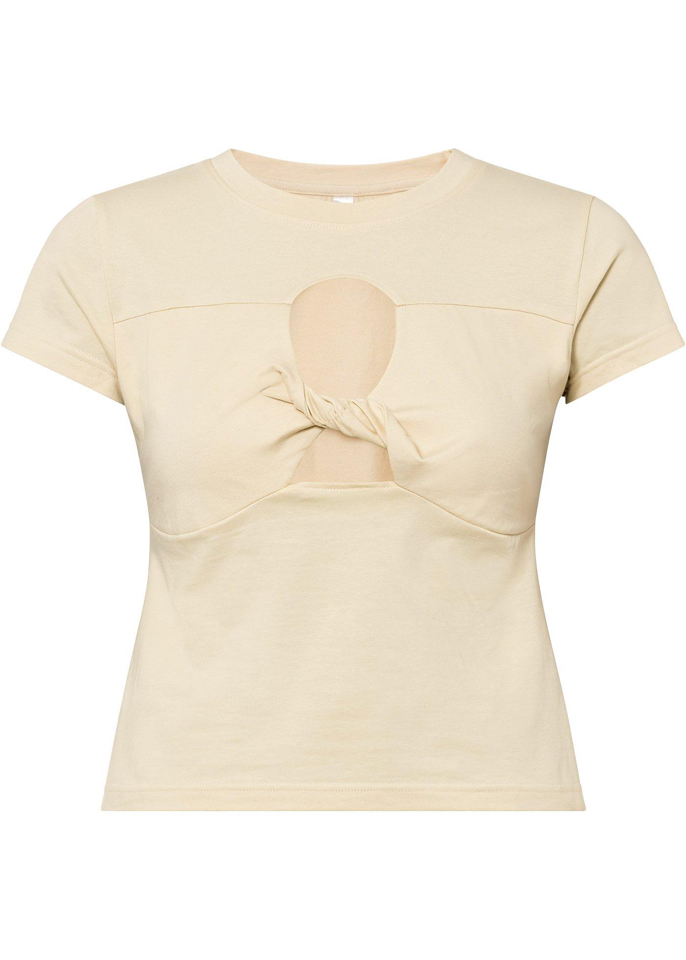 Cropped shirt met cut-outs van biologisch katoen