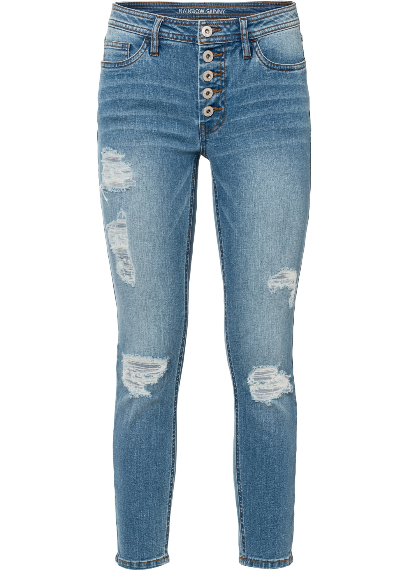 Cropped destroyed jeans