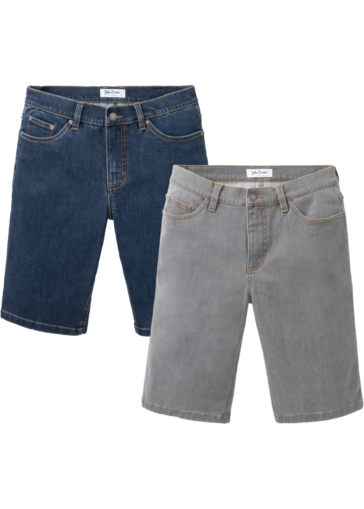 Stretch jeans bermuda met comfort fit, regular (set van 2)