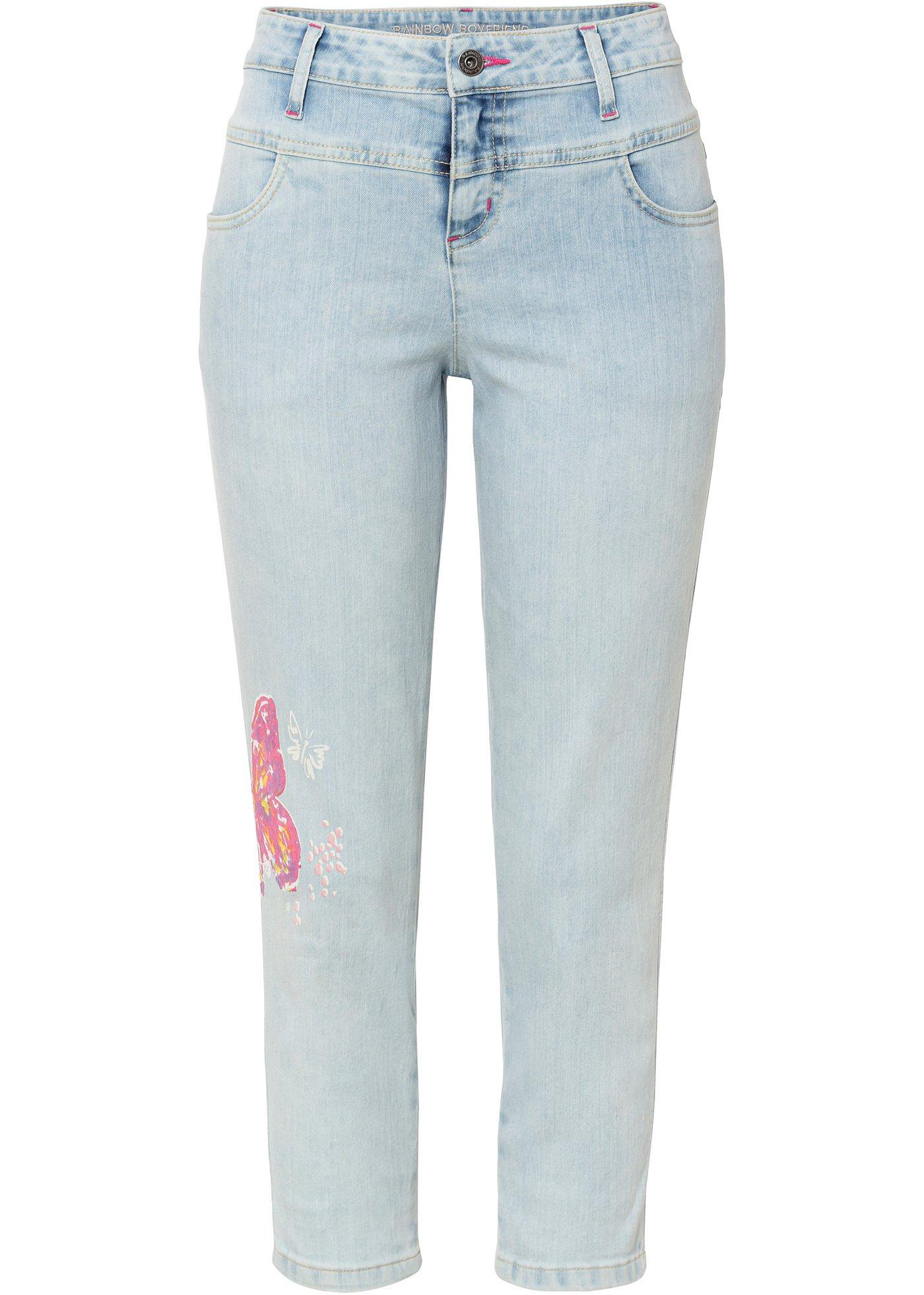 Boyfriend jeans met vlinderprint in 7/8 lengte