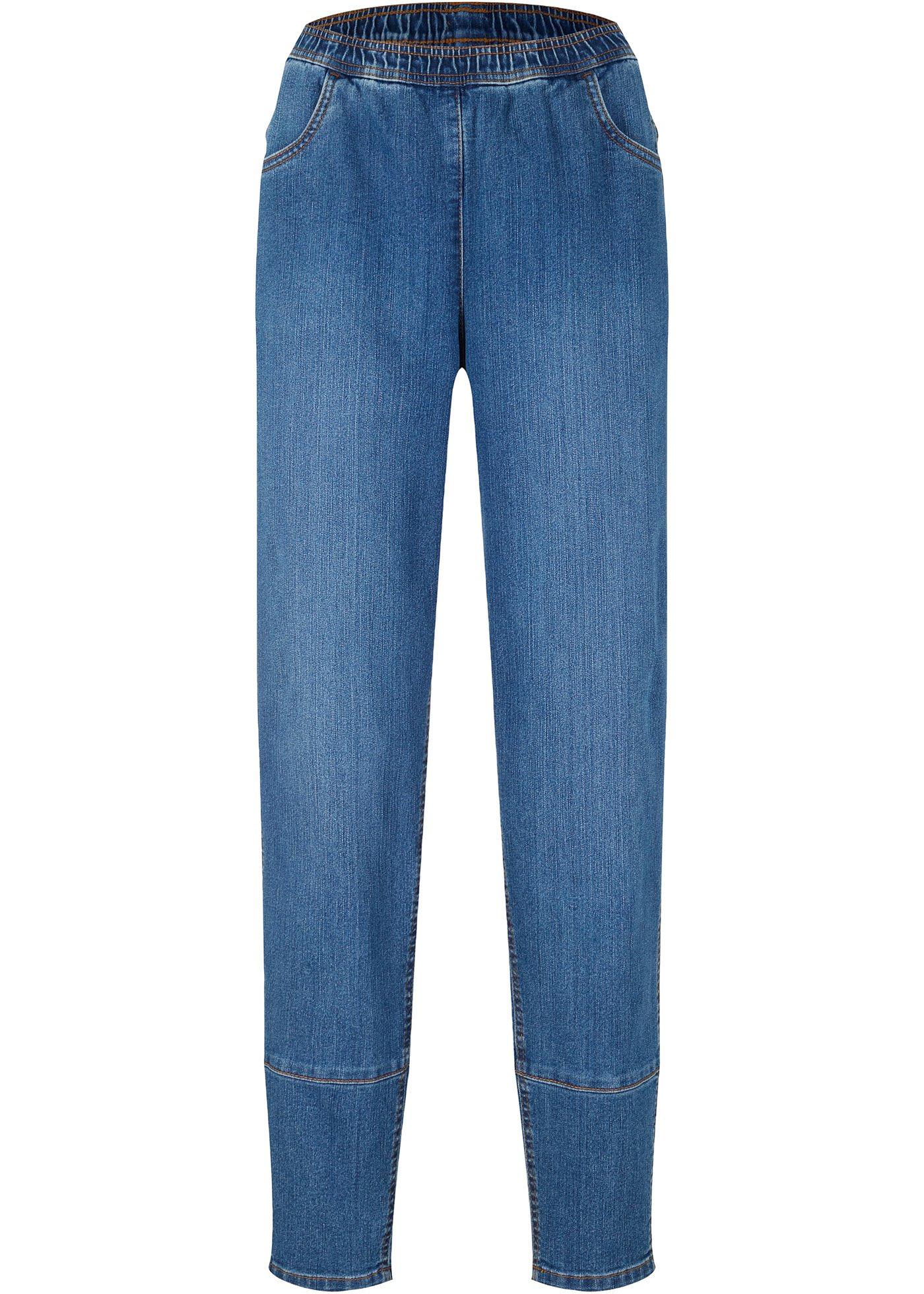 Jeans met wijde pijpen en comfortband, cropped