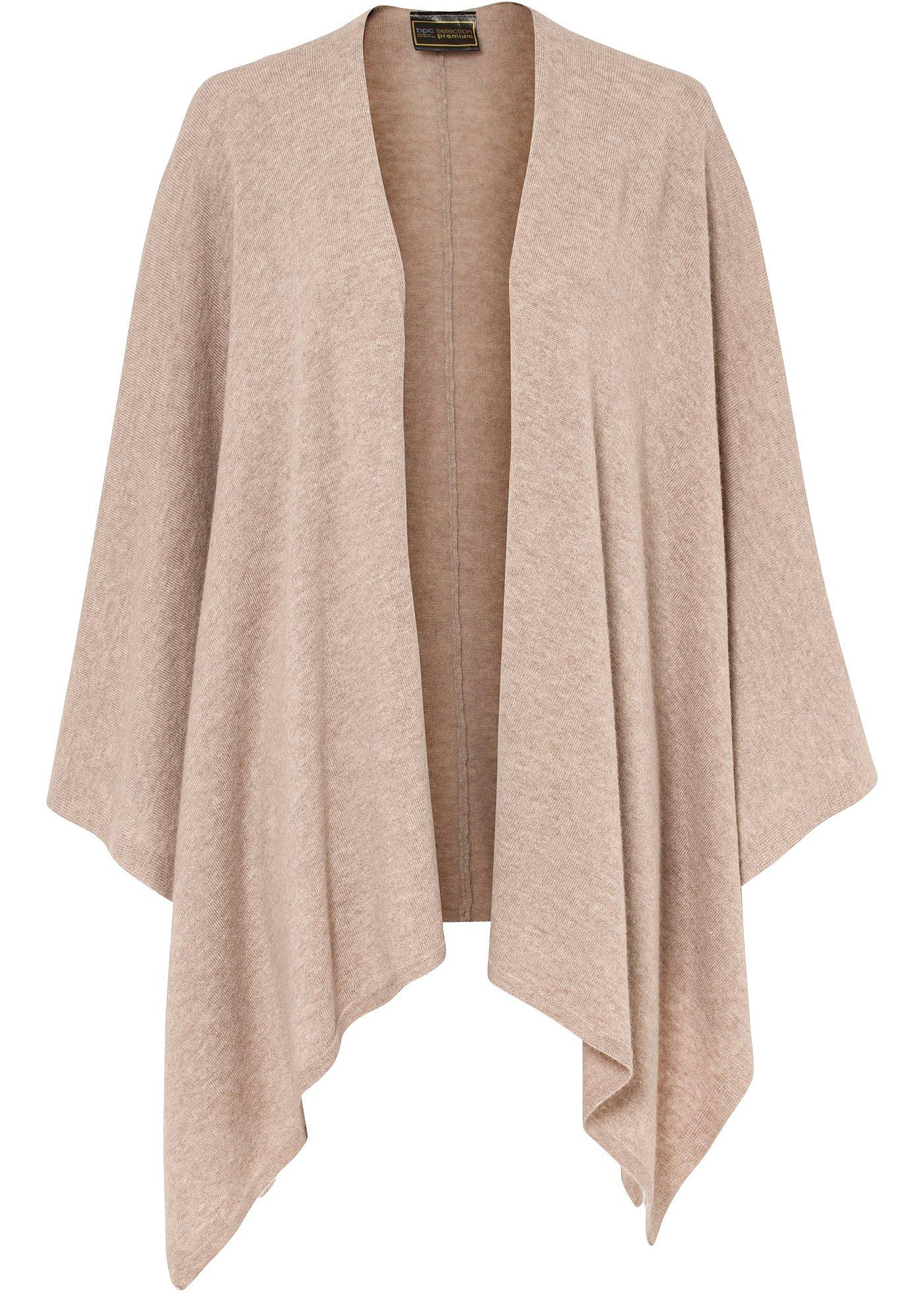 Heerlijk Zachte, Wollen Poncho Met Good Cashmere Standard® - Beige