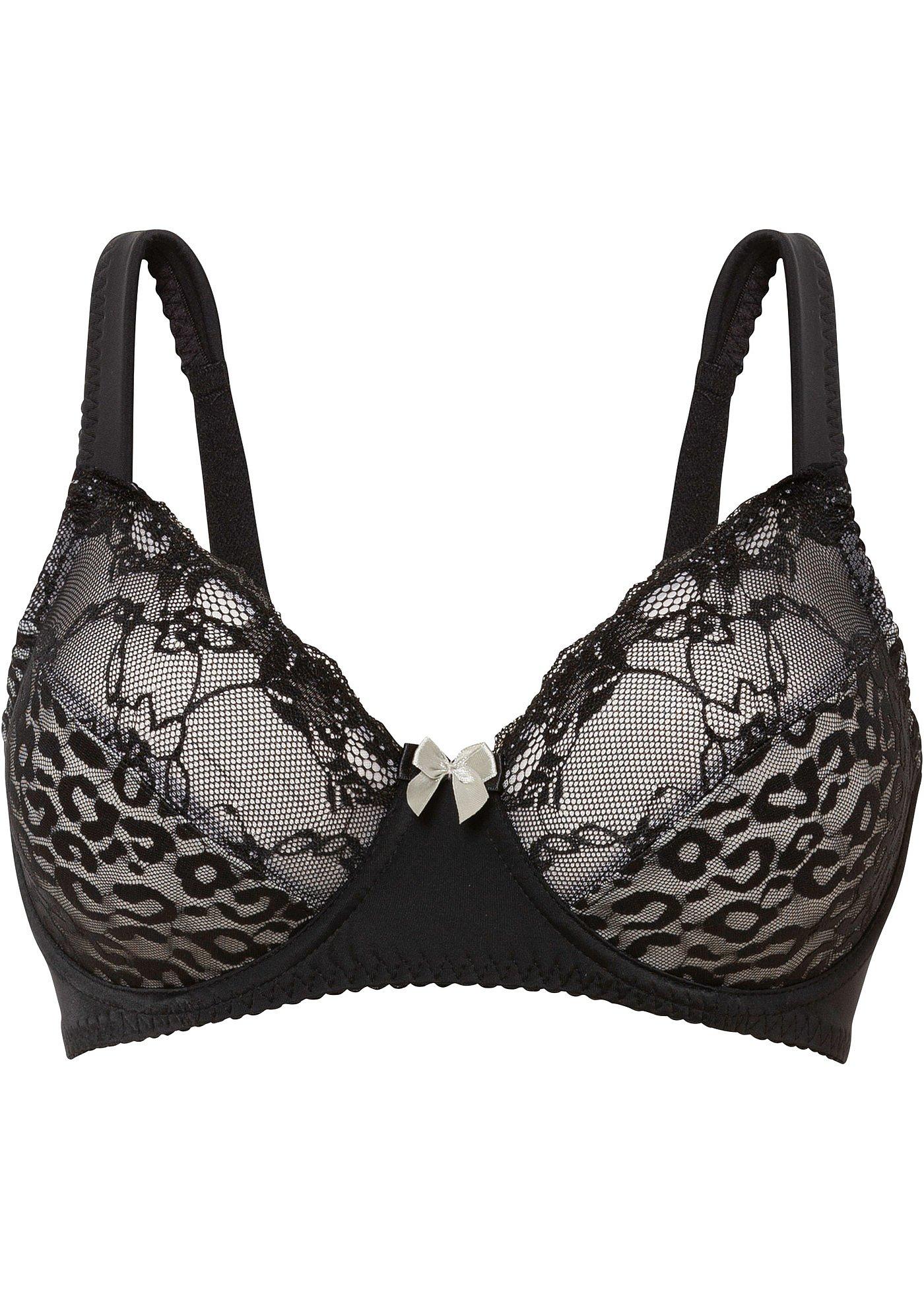Smaakvolle minimizer bh met brede schouderbandjes zwart/mat zilver, Cup E