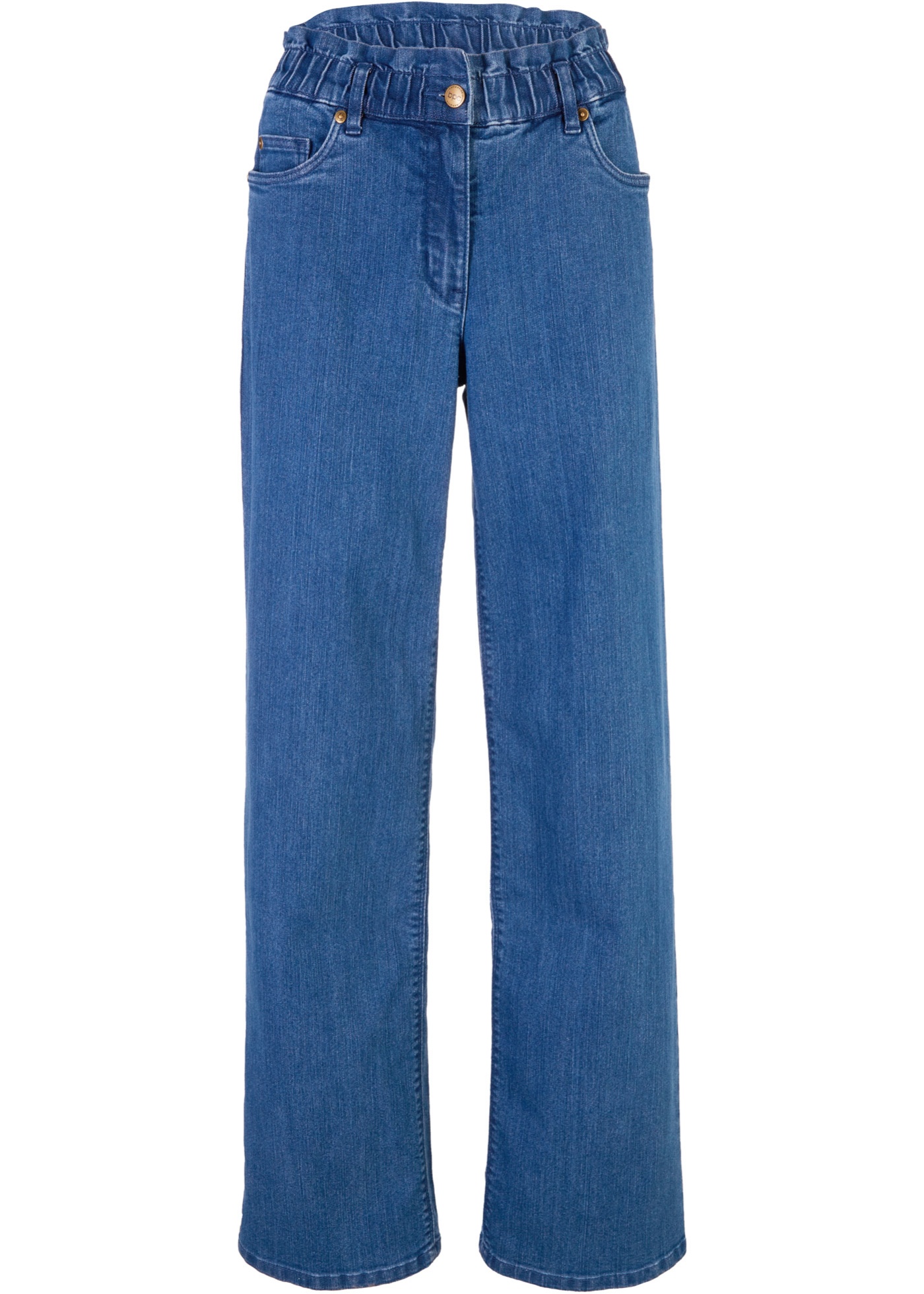 Wide leg jeans met elastische band in 5-pocket-stijl, flared