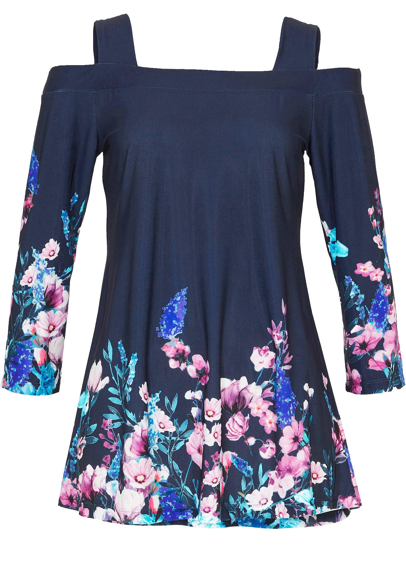 Cold shoulder shirt met bloemenprint