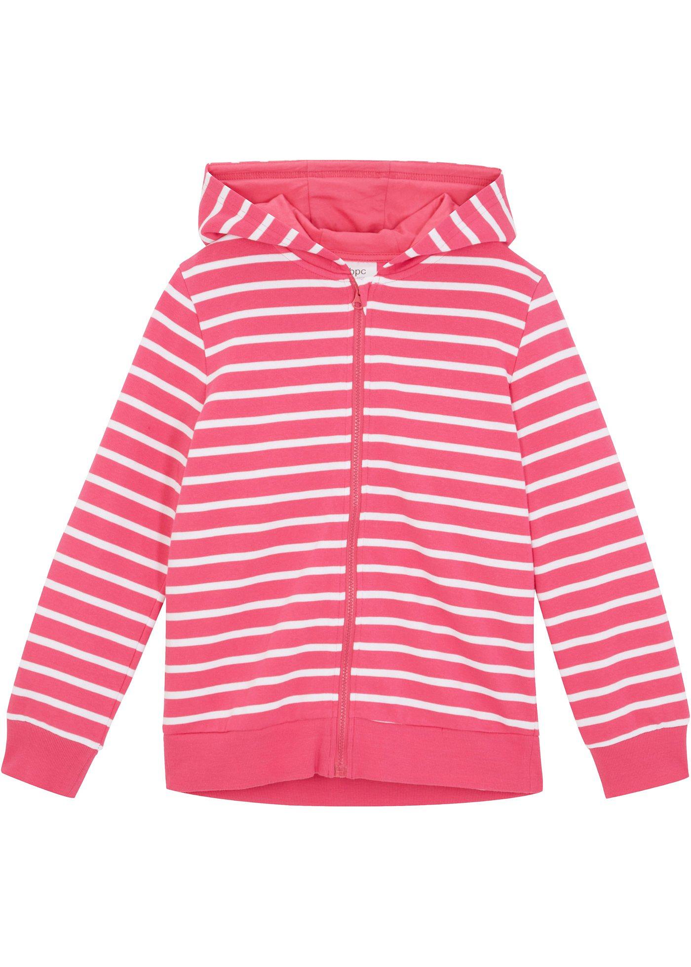 Meisjes sweatvest met capuchon en strepen