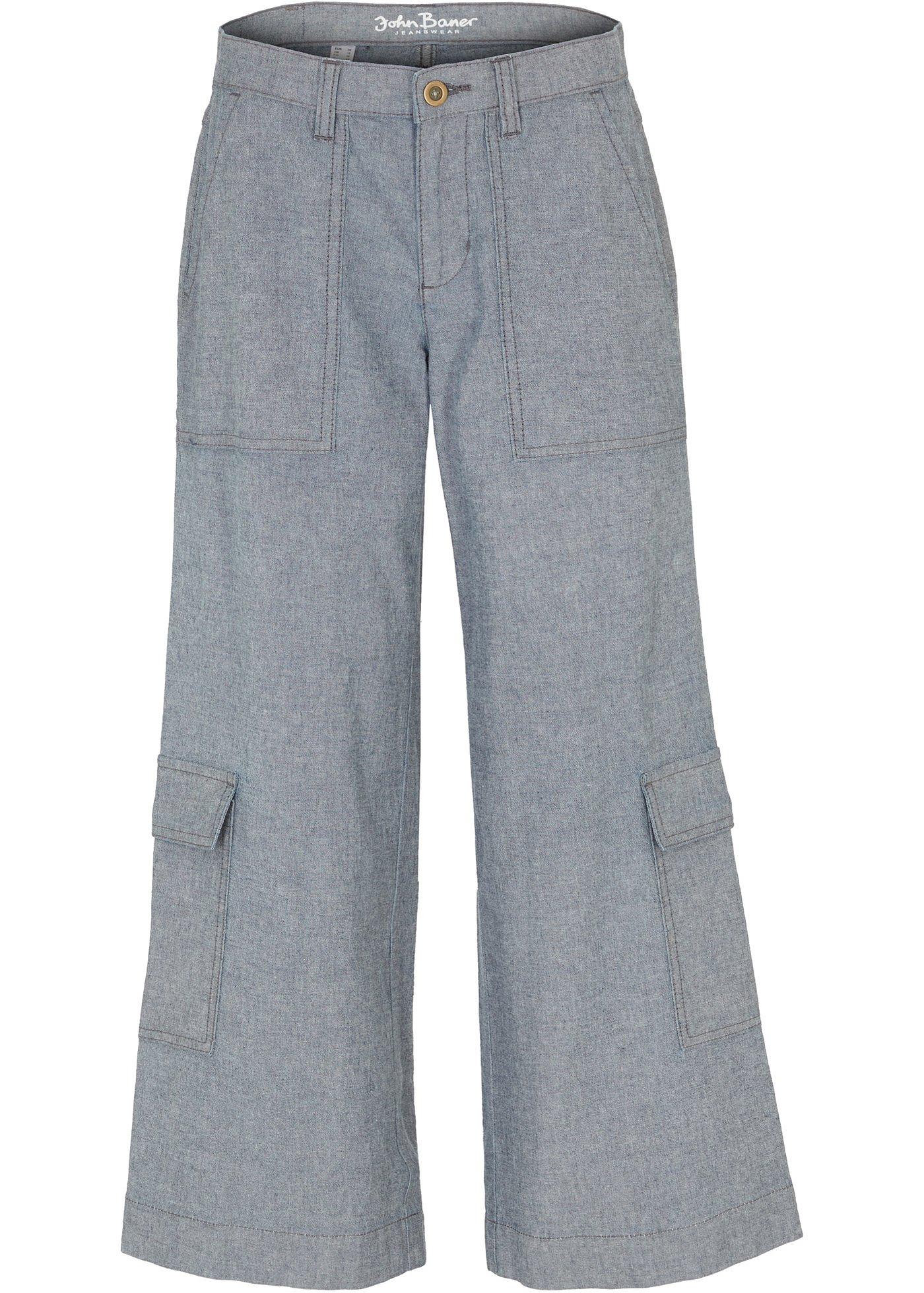 7/8 stretch worker jeans, wide