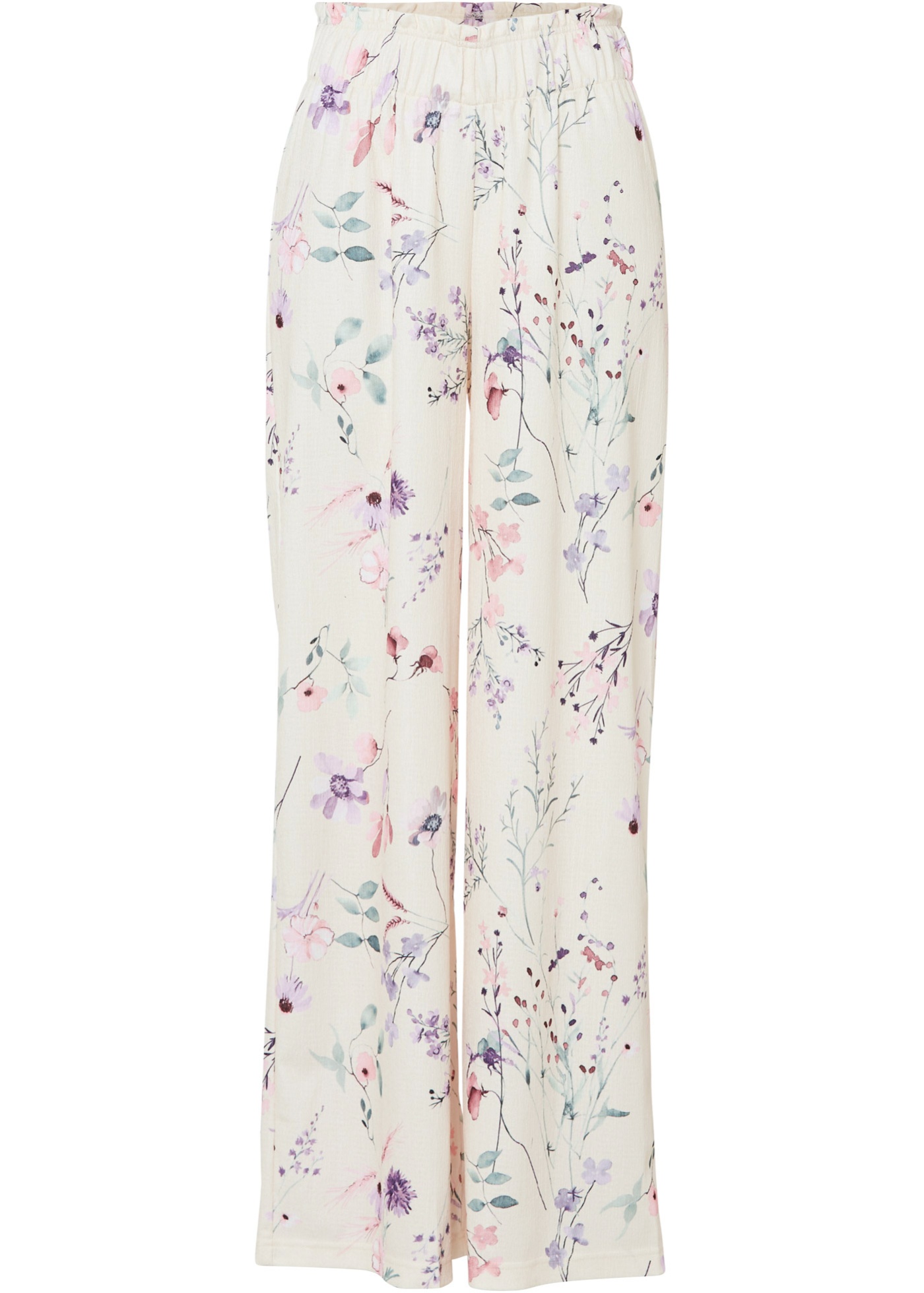 Jersey broek van crêpe met bloemenprint