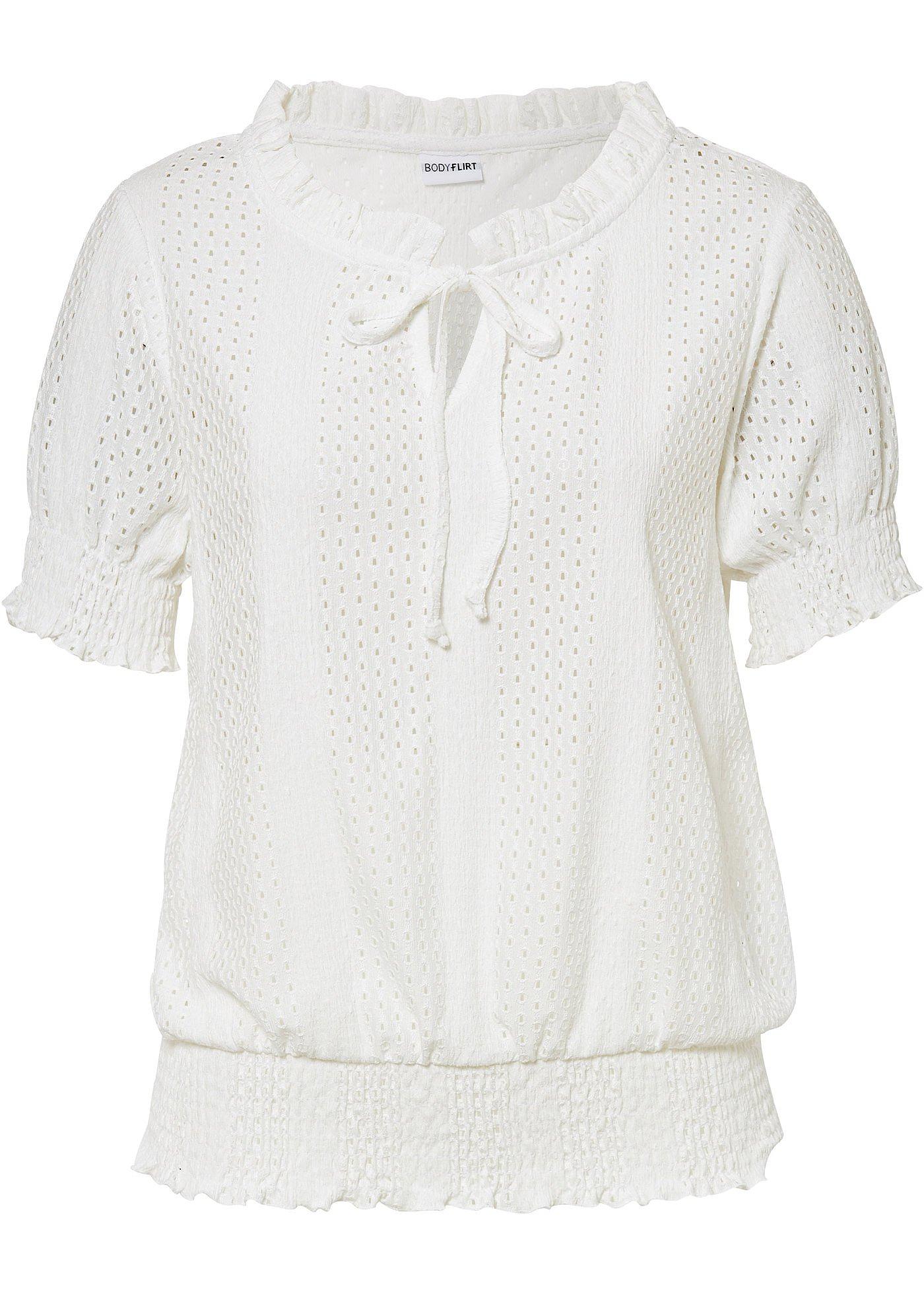 Shirt met broderie anglaise