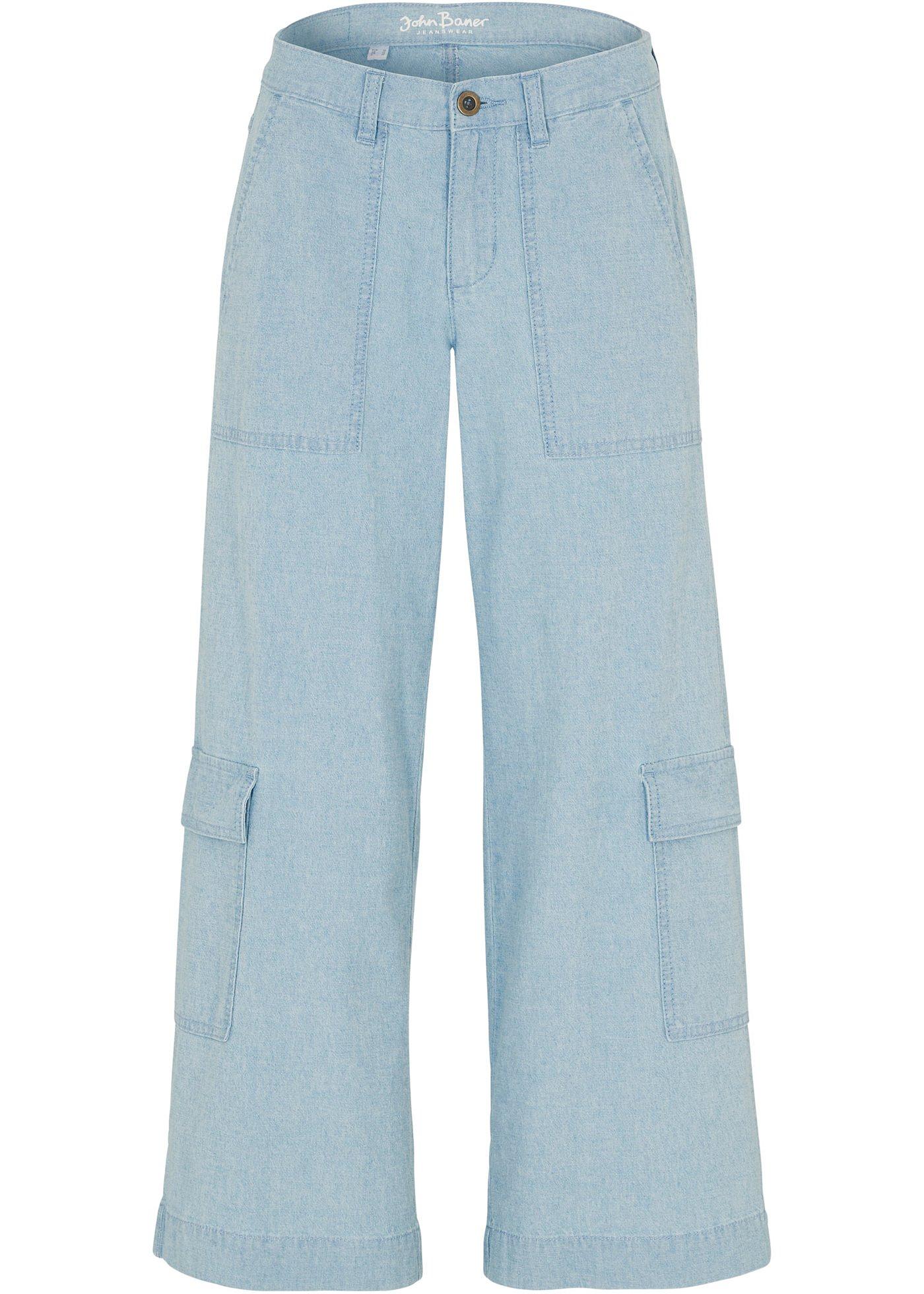 7/8 stretch worker jeans, wide