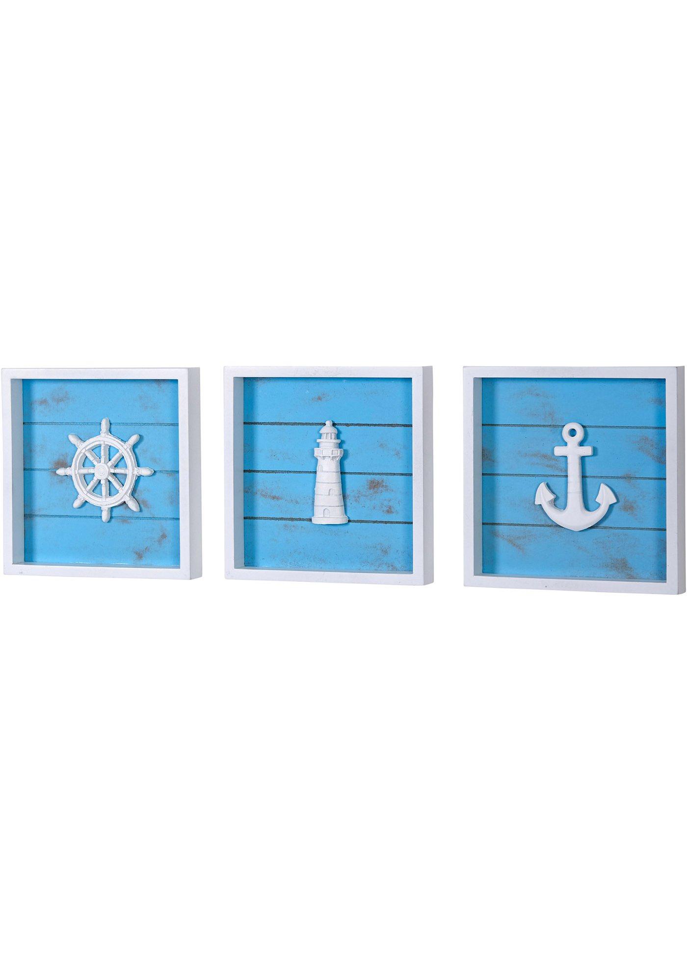 Schilderij met maritiem design (set van 3)