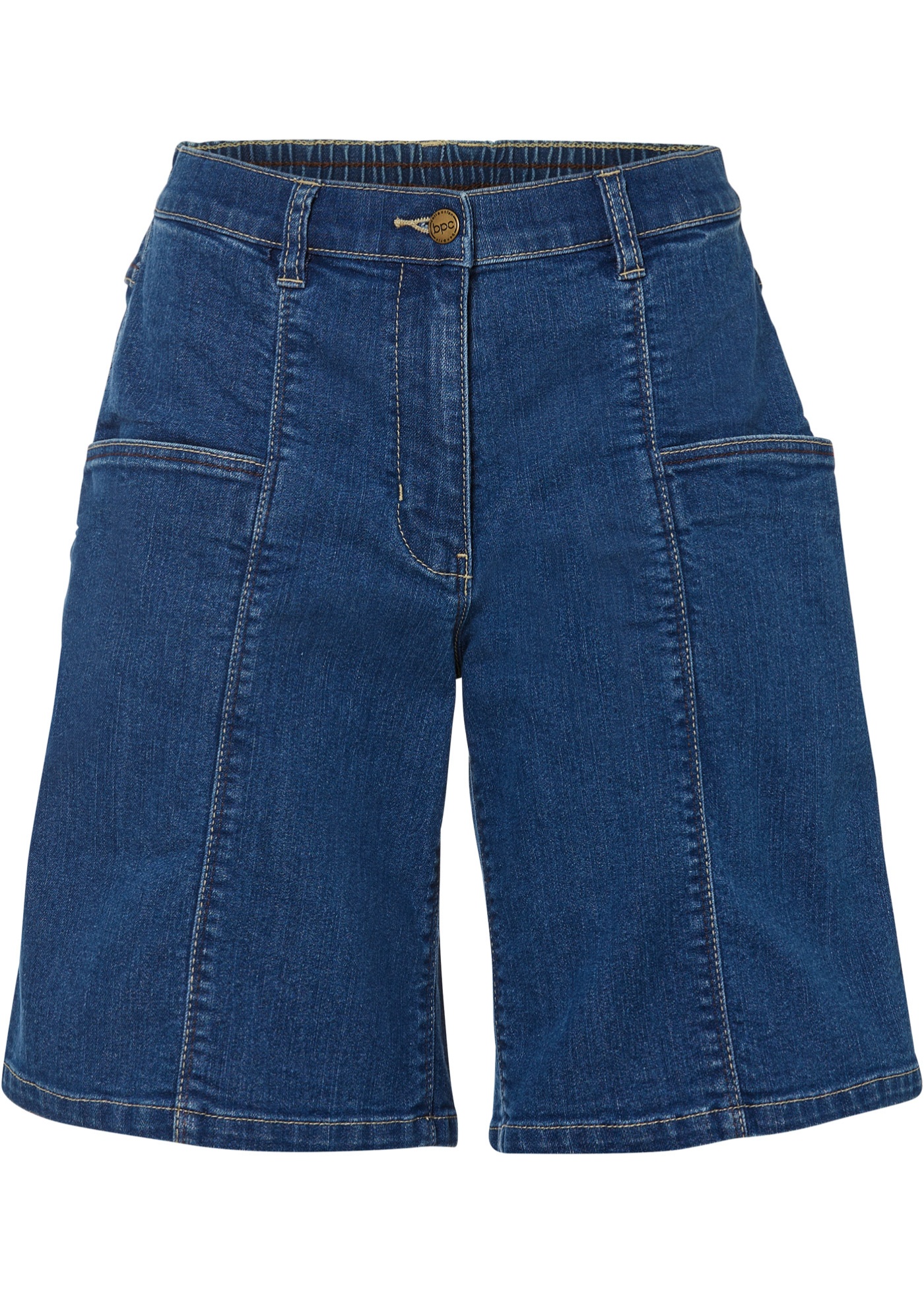 Jeans bermuda met grote zakken en comfortband