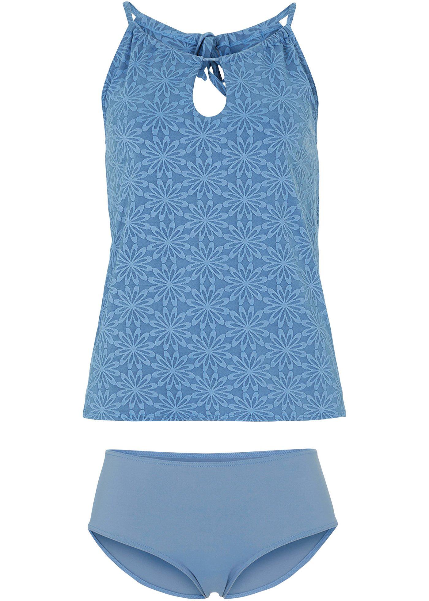 Leuke tankini met een mooi design op de rug blauw