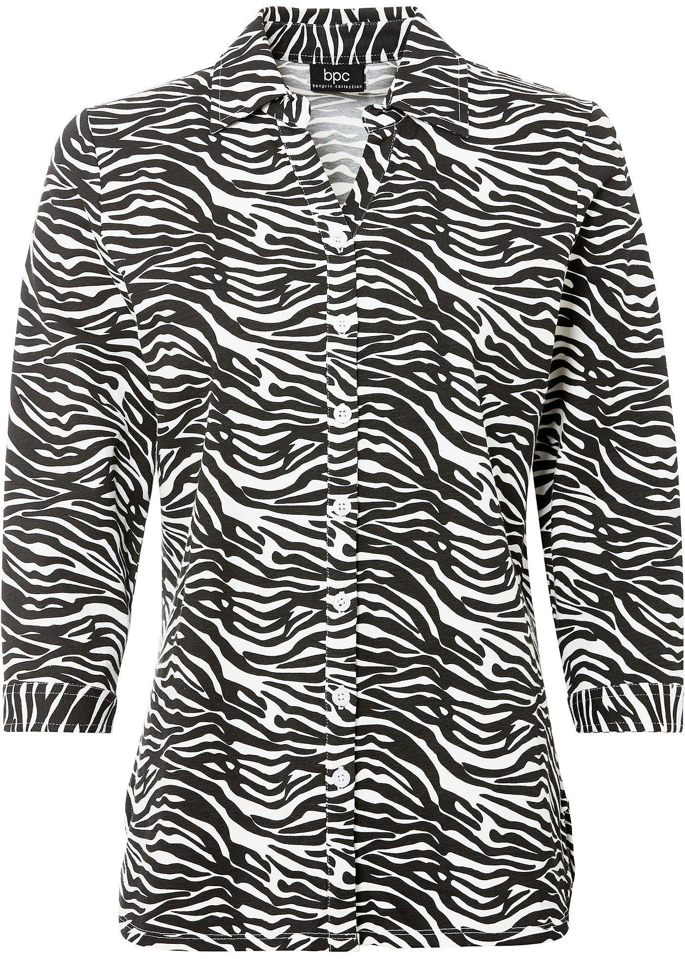 Blouse met animalprint, 3/4 mouw