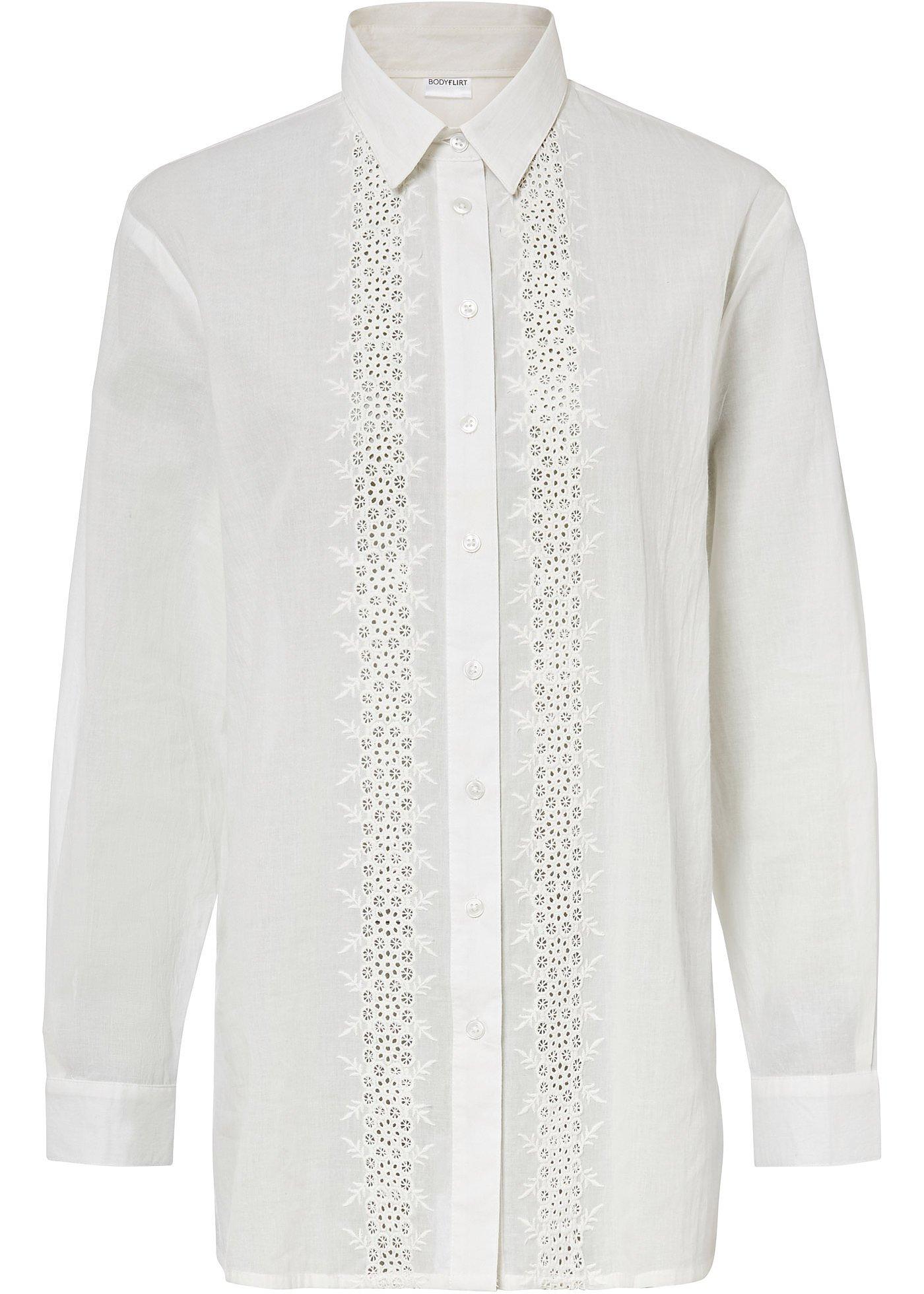 Blouse met broderie anglaise