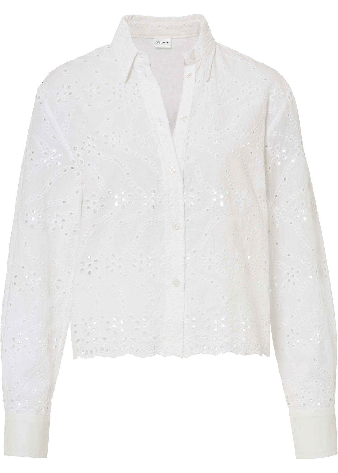 Cropped blouse met broderie anglaise
