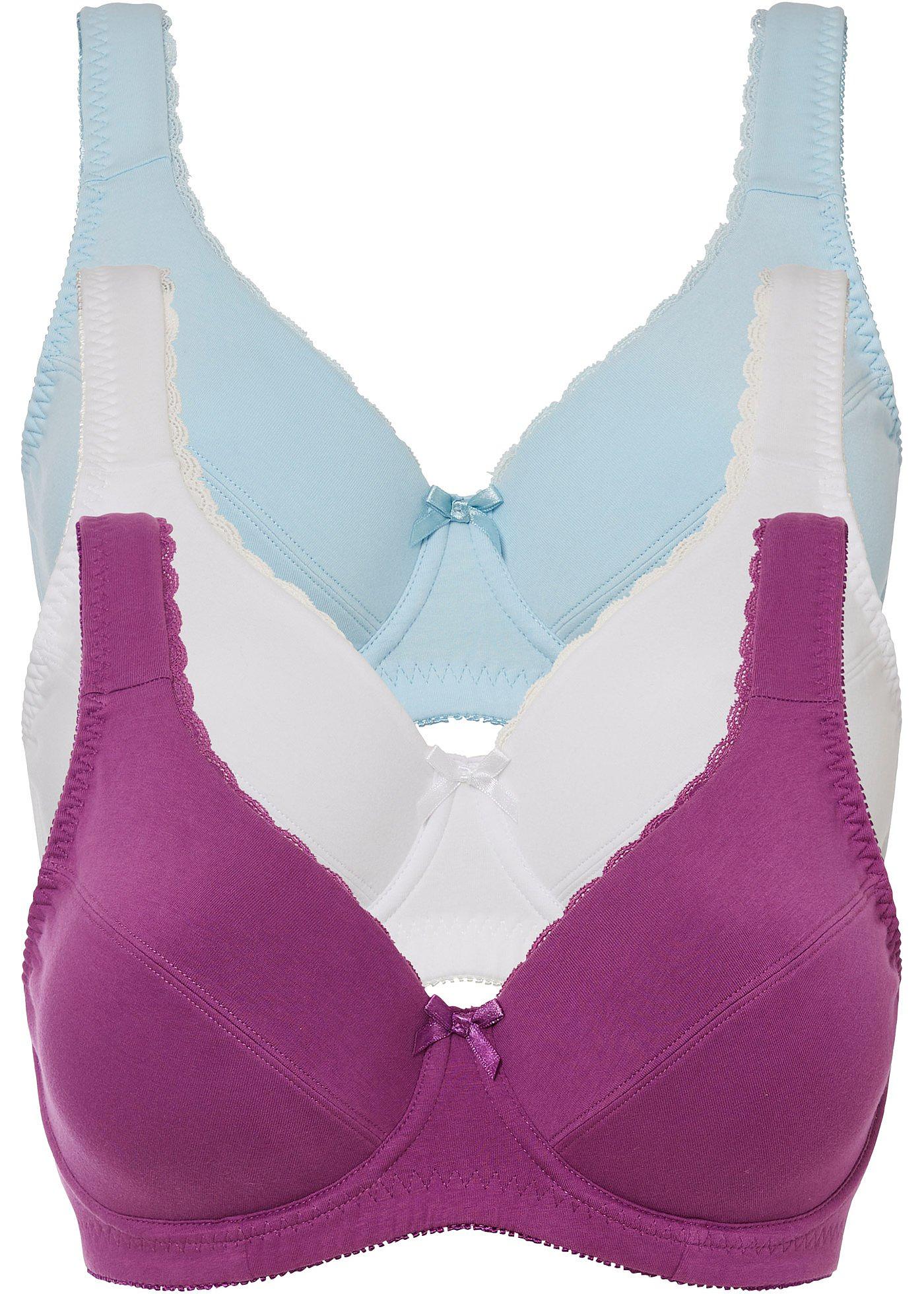 Beugel bh met brede, gewatteerde schouderbandjes voor veel comfort viooltjespaars+mistblauw