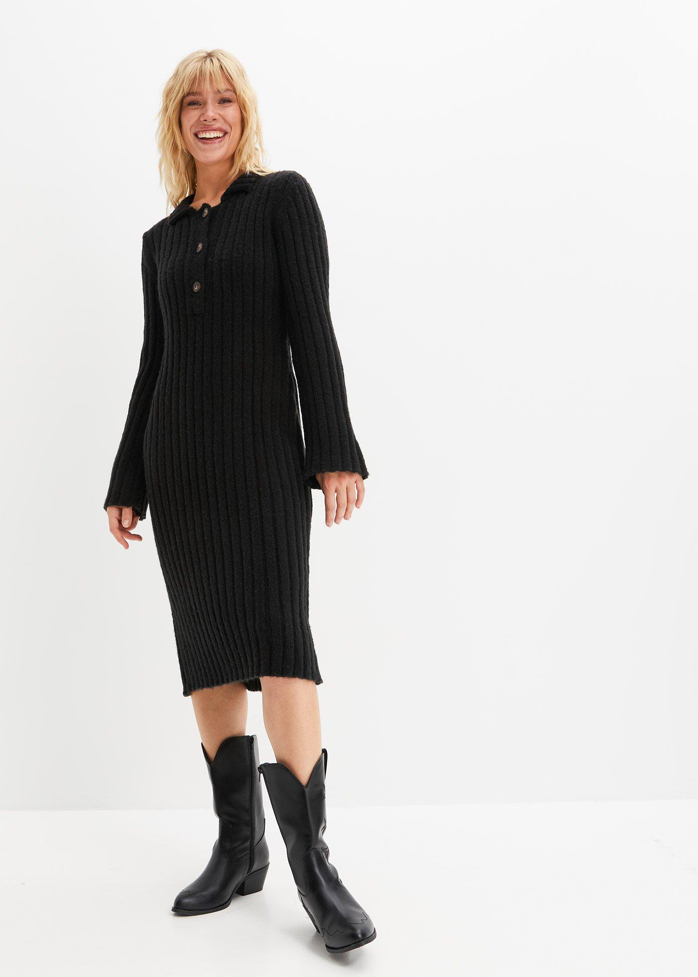 Stylish jurk van zachte knitwear zwart