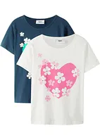 Meisjes T-shirt (set van 2) van biologisch katoen, bonprix