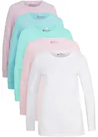 Longshirt met ronde hals, lange mouw (set van 5), bonprix