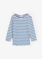 Geribd shirt met schulprandjes, 3/4 mouw, bonprix