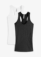 Geribde tanktop (set van 2)
