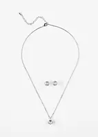 Ketting en oorstekers met zirkonia (3-dlg. set), bonprix