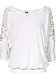 Oversized shirt met kant in een viscosemix, bonprix