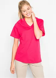 Wijd longshirt met V-hals (set van 5), korte mouw, bonprix