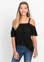 Cold shoulder shirt met kant, bonprix