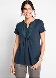 Katoenen shirt van slub garen, korte mouw, bonprix