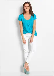 Katoenen shirt met kant, korte mouw, bonprix