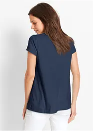 Katoenen shirt met kant, korte mouw, bonprix