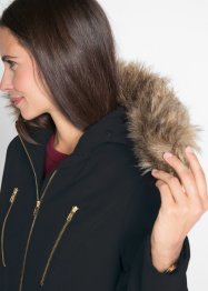 Lange jas in wollen look met capuchon, bpc bonprix collection