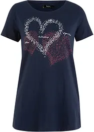 Katoenen shirt met hart, biologisch katoen, bonprix