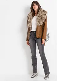 Imitatieleren jas met fake fur, bonprix