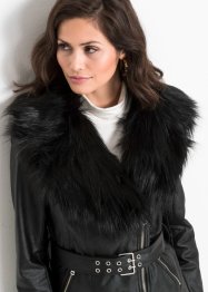 Imitatieleren jas met fake fur, BODYFLIRT