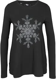 Katoenen longsleeve met metallic sneeuwvlokken, bonprix