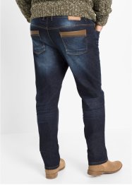 Slim fit stretch jeans met imitatieleren details, straight, John Baner JEANSWEAR