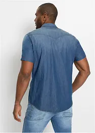 Spijkeroverhemd met korte mouw van biologisch katoen, slim fit, bonprix