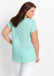 Katoenen shirt met kant, korte mouw, bonprix