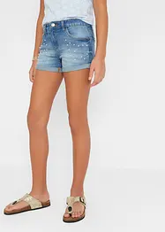 Meisjes jeans short met parels, bonprix